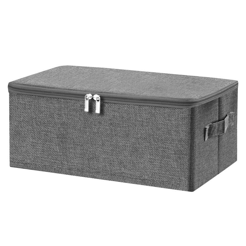 ANMINY Storage Bins with Zipper Lids 13 Qt Lidded Fabric Storage Boxes Baskets Cubes with Handles Collapsible Washable Cotton Linen Closet Shelf Clothes Organizer Containers - Gray, Small - Image 1
